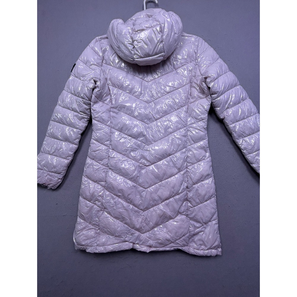 Calvin Klein Puffer Coat High Shine Nylon White Size XS Womens - Picture 7 of 15